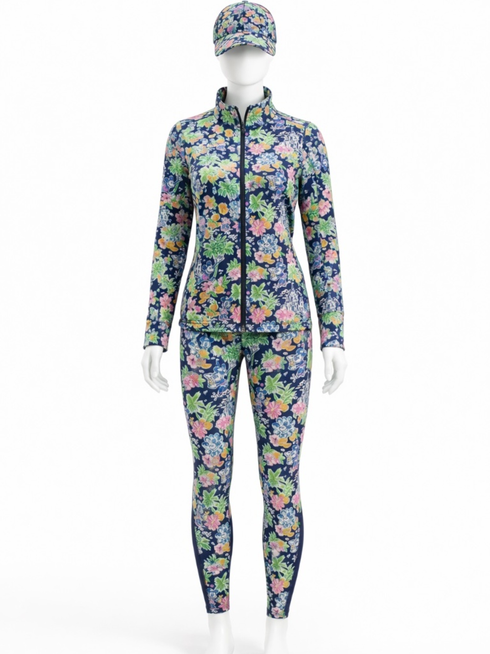 Disney Lilly Pulitzer Floral Castle Print 3-Piece Set  Jacket, Leggings  Hat EUC